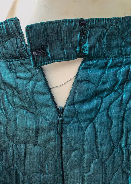 1990s Turquoise Quilted Skirt Suit by Hardie Amies