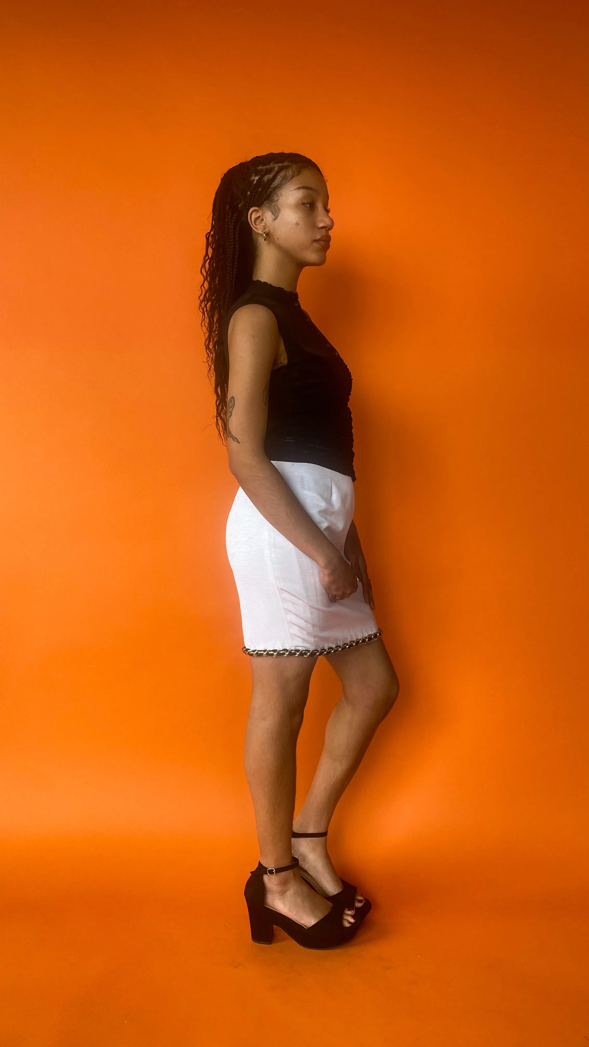 1990s White Chain Mini Skirt, sz. S