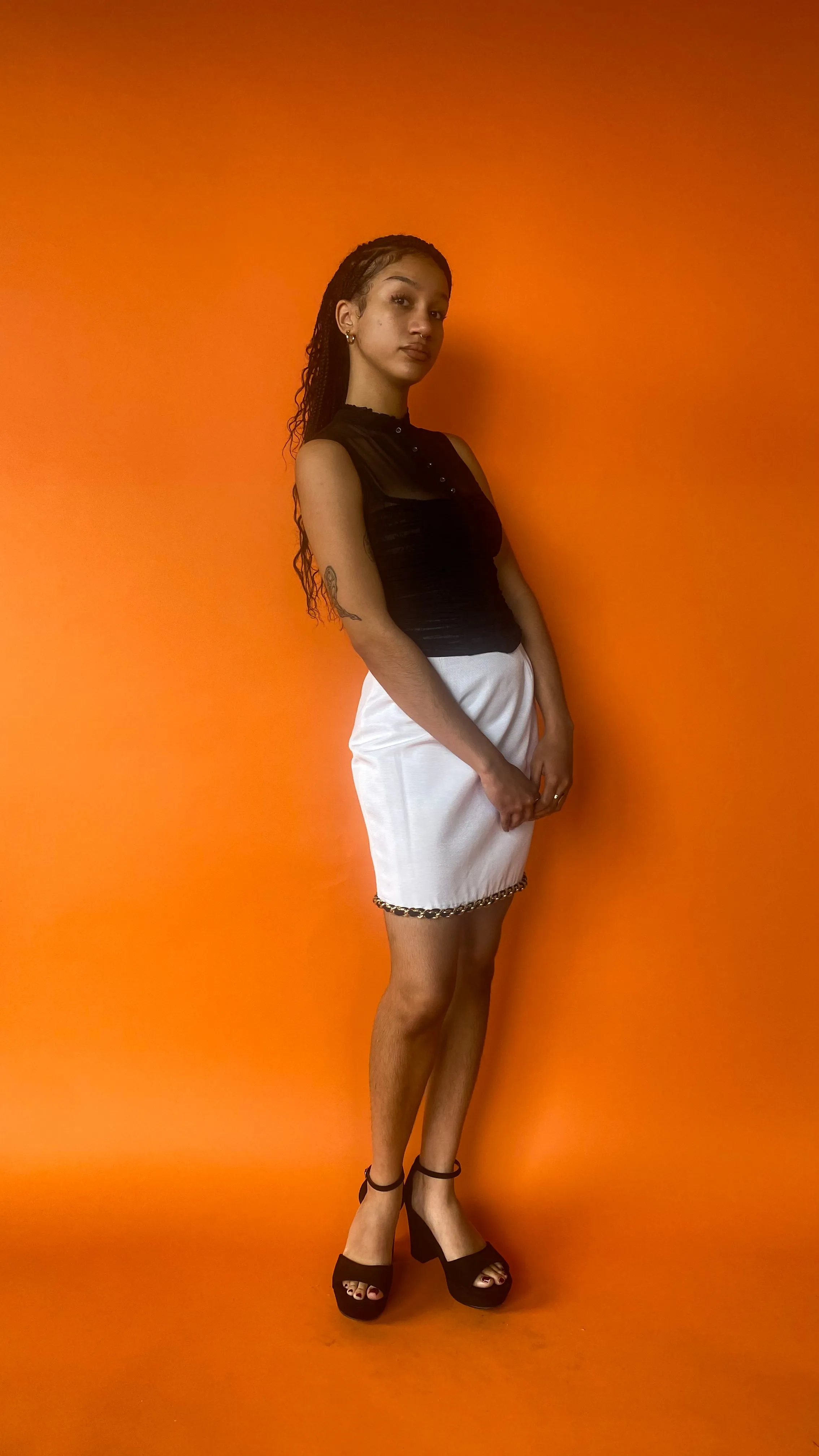 1990s White Chain Mini Skirt, sz. S