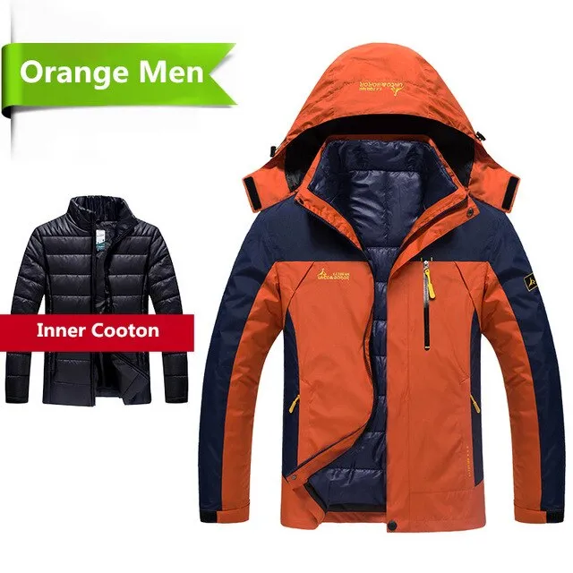 2018 Winter jacket men 2 in 1 outwear thicken warm parka coat Patchwork waterproof hood Down Jacket size L~6XL doudoune homme