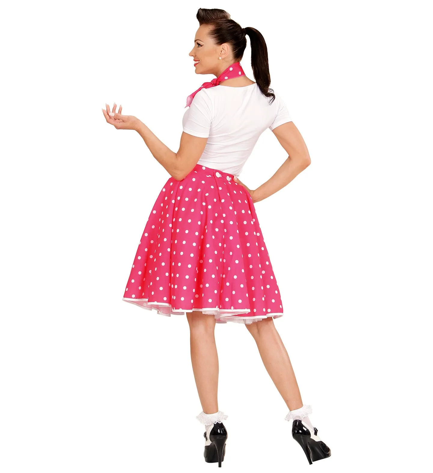 50's Rockabilly Pink Polka Dot Skirt and Neckscarf