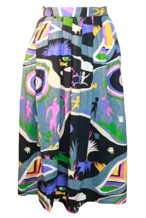 80s Batya Cotton Pop Cave Art Skirt    w28