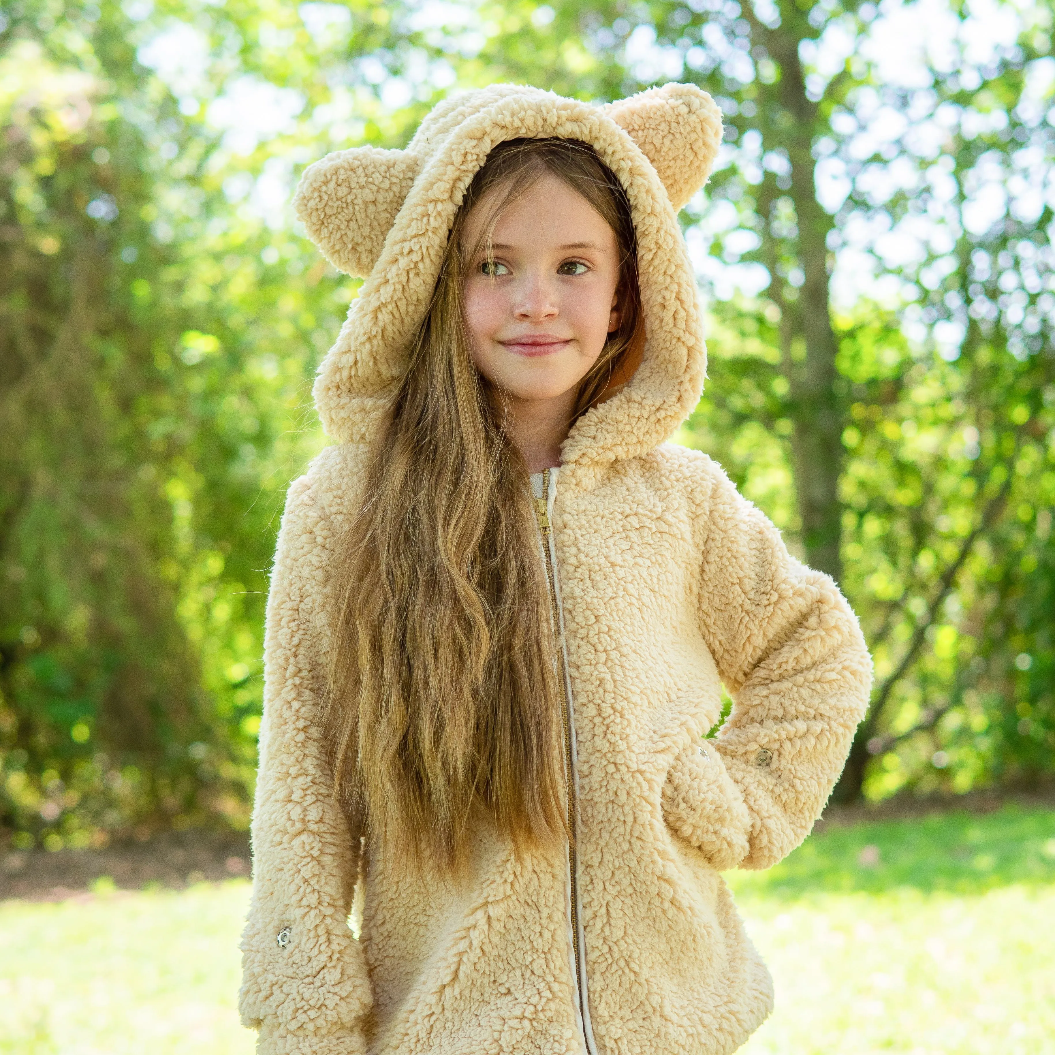 A Leading Role Premium Child Fuzzy Bear Zip-Up Jacket - Size 7/8