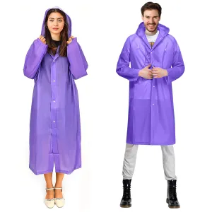 ABOUT SPACE Raincoat -Pvc Transparent Water Proof Reusable Extra Long Length Poncho Rainwear With Hoodie & Travel Pouch For Adult,Unisex (Pack Of 1,Violet)