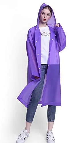 ABOUT SPACE Raincoat -Pvc Transparent Water Proof Reusable Extra Long Length Poncho Rainwear With Hoodie & Travel Pouch For Adult,Unisex (Pack Of 1,Violet)