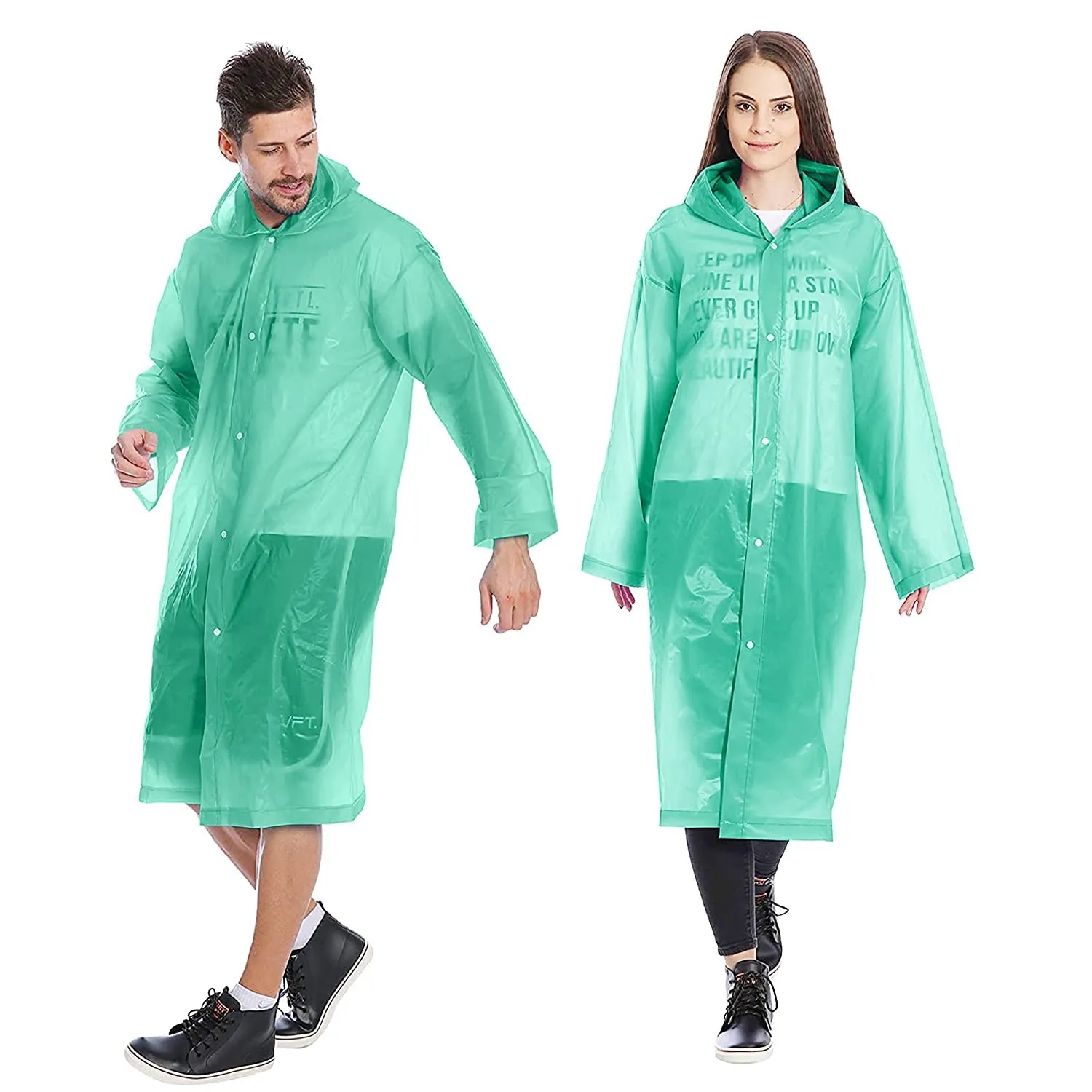 ABOUT SPACE Raincoat -Pvc Transparent Water Proof Reusable Extra Long Length Poncho Rainwear With Hoodie & Travel Pouch For Adult,Unisex (Pack Of 1,Violet)