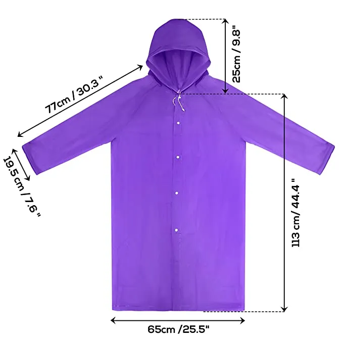 ABOUT SPACE Raincoat -Pvc Transparent Water Proof Reusable Extra Long Length Poncho Rainwear With Hoodie & Travel Pouch For Adult,Unisex (Pack Of 1,Violet)