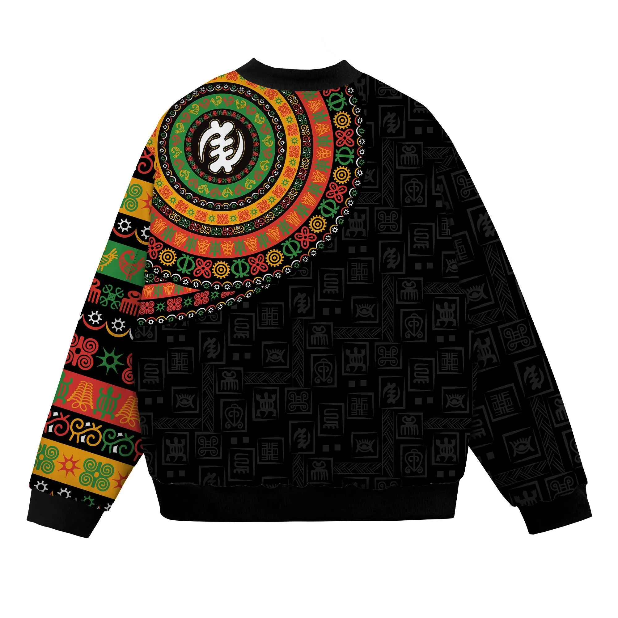 Adinkra Symbols Print Sleeve Bomber Jacket