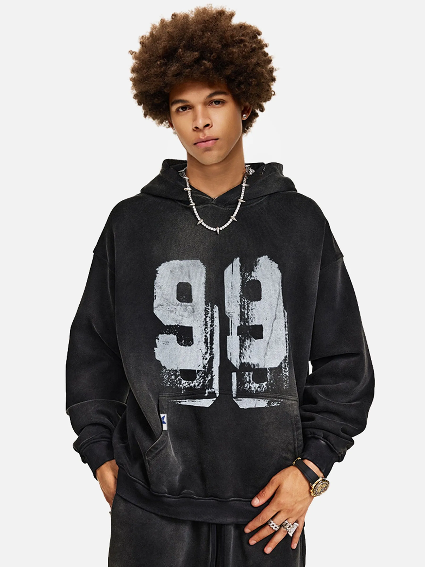 Aelfric Eden Graffiti Number Washed Hoodie