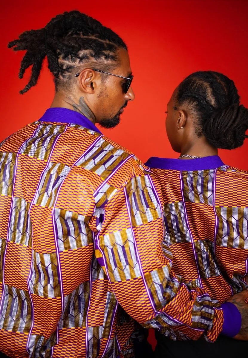 African Bomber Jacket In Beautiful Brown Kente Print