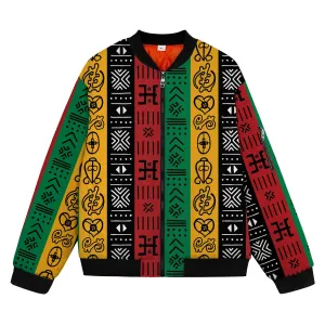 African Symbols in Pan-African Colors Bomber Jacket