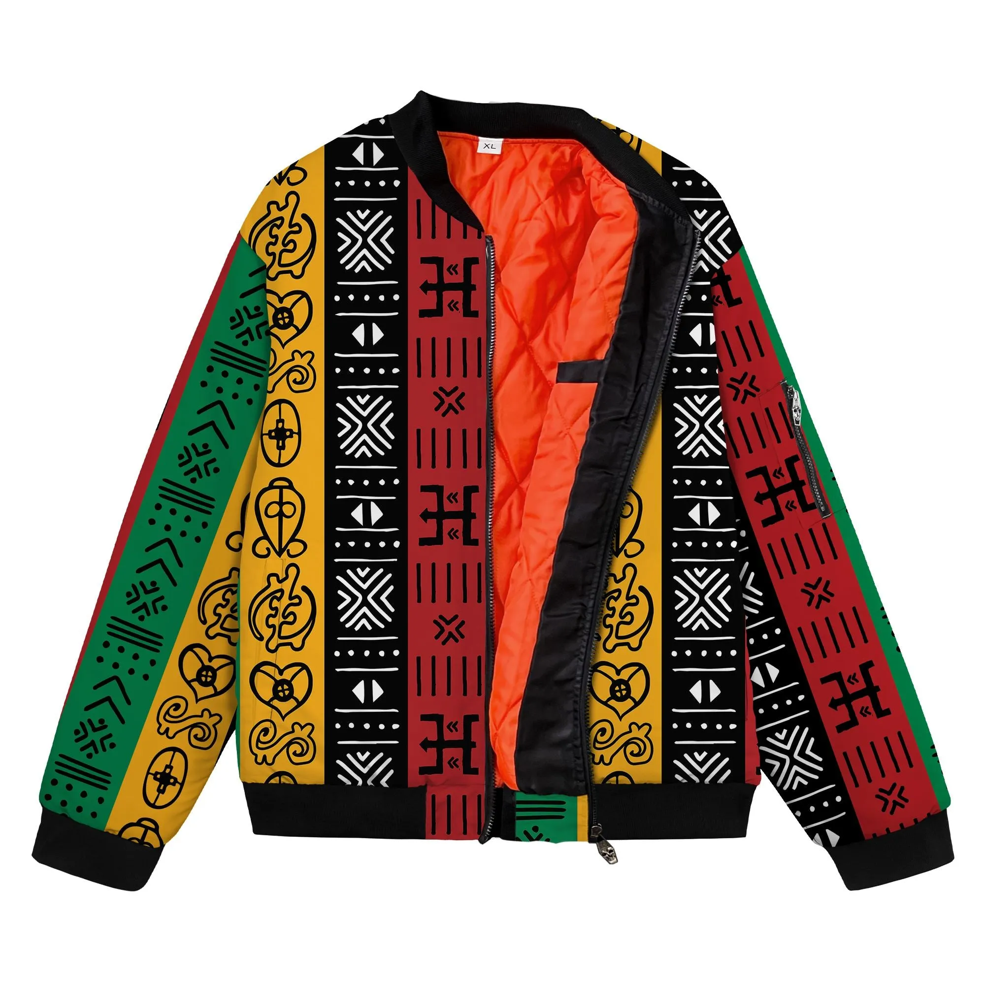 African Symbols in Pan-African Colors Bomber Jacket