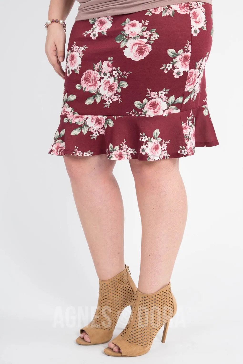 Agnes & Dora™ XXS Flounce Pencil Skirt Love Me Tender Ruby