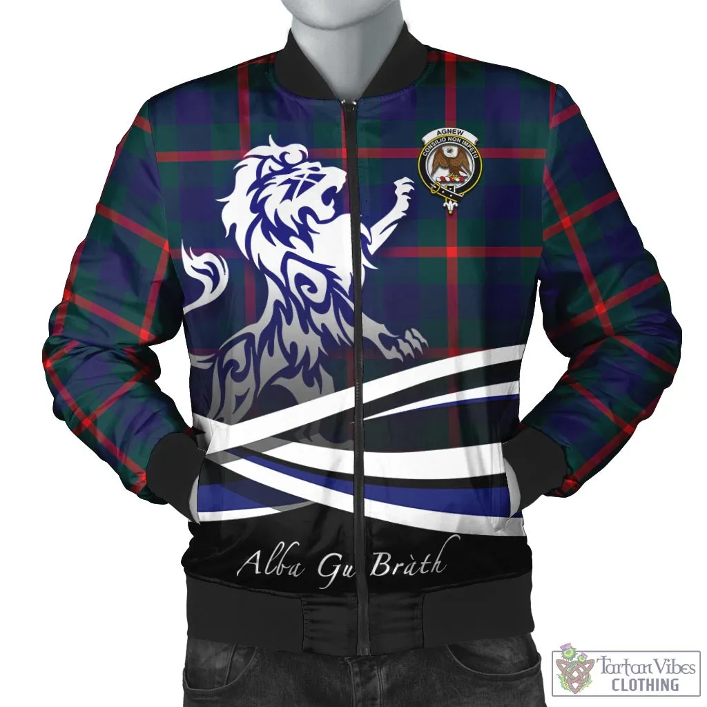 Agnew Tartan Bomber Jacket with Alba Gu Brath Regal Lion Emblem