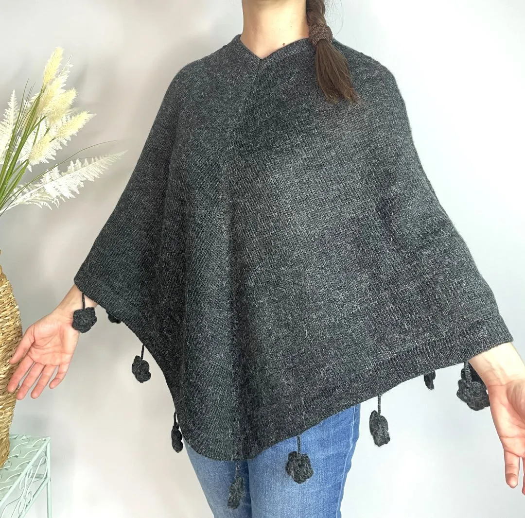 Alpaca/Cotton Knitted Poncho, Bolivia/Peru