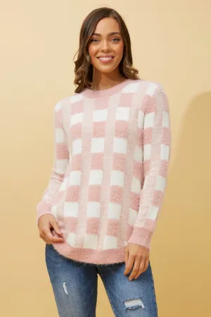 ANITA CHECK KNIT PULLOVER