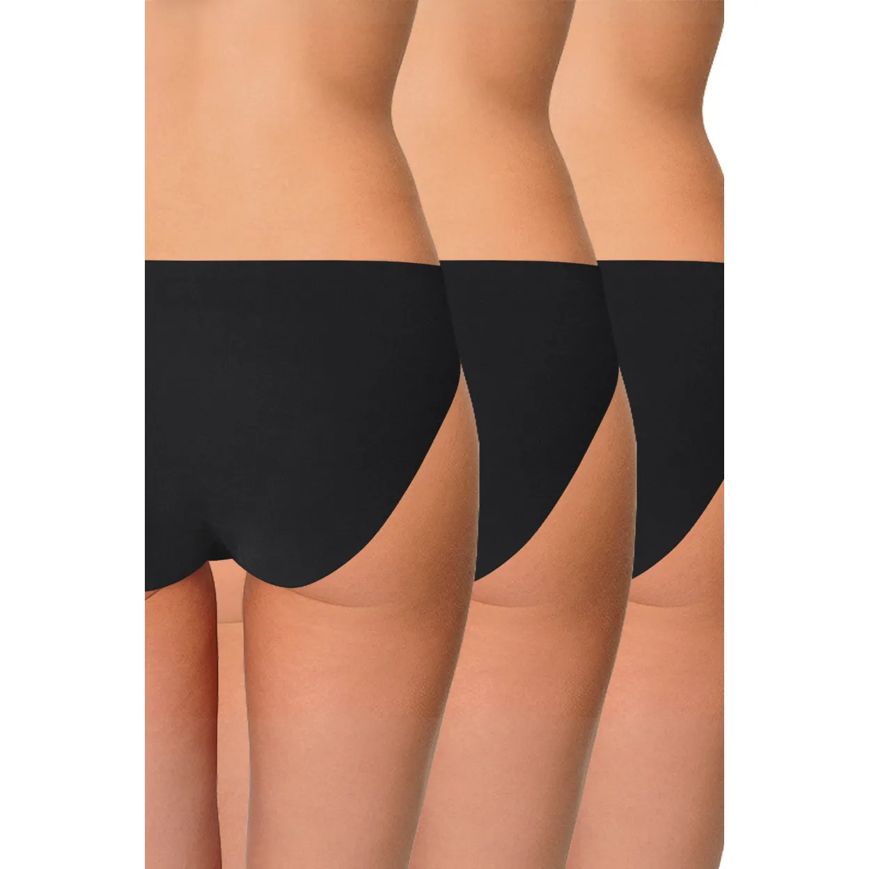 AQS Ladies Seamless Black Bikini 3 Pack Three-pack of womens seamless