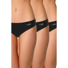 AQS Ladies Seamless Black Bikini 3 Pack Three-pack of womens seamless