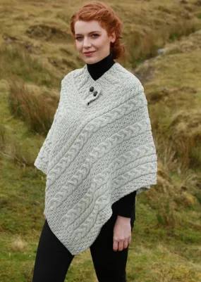 Aran Poncho | Oatmeal