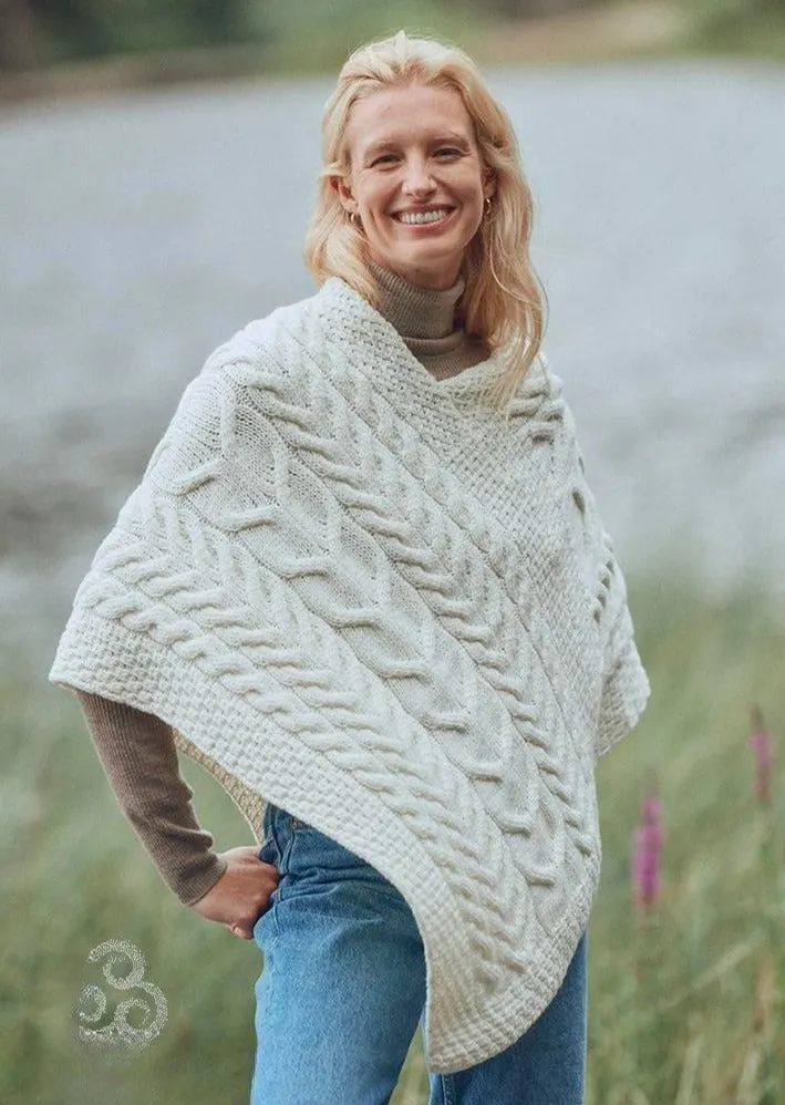 Aran Super Soft Poncho | Natural