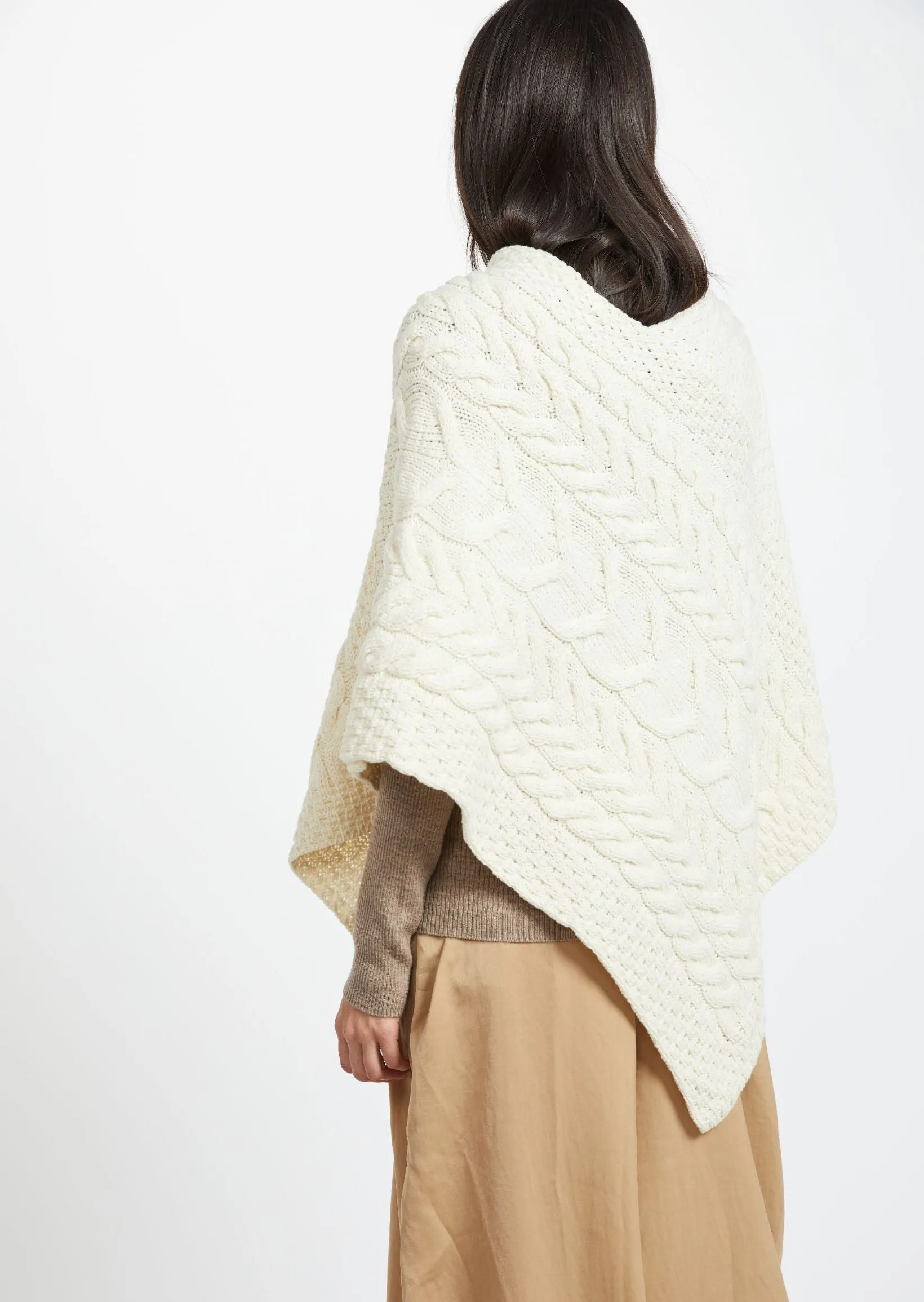 Aran Super Soft Poncho | Natural