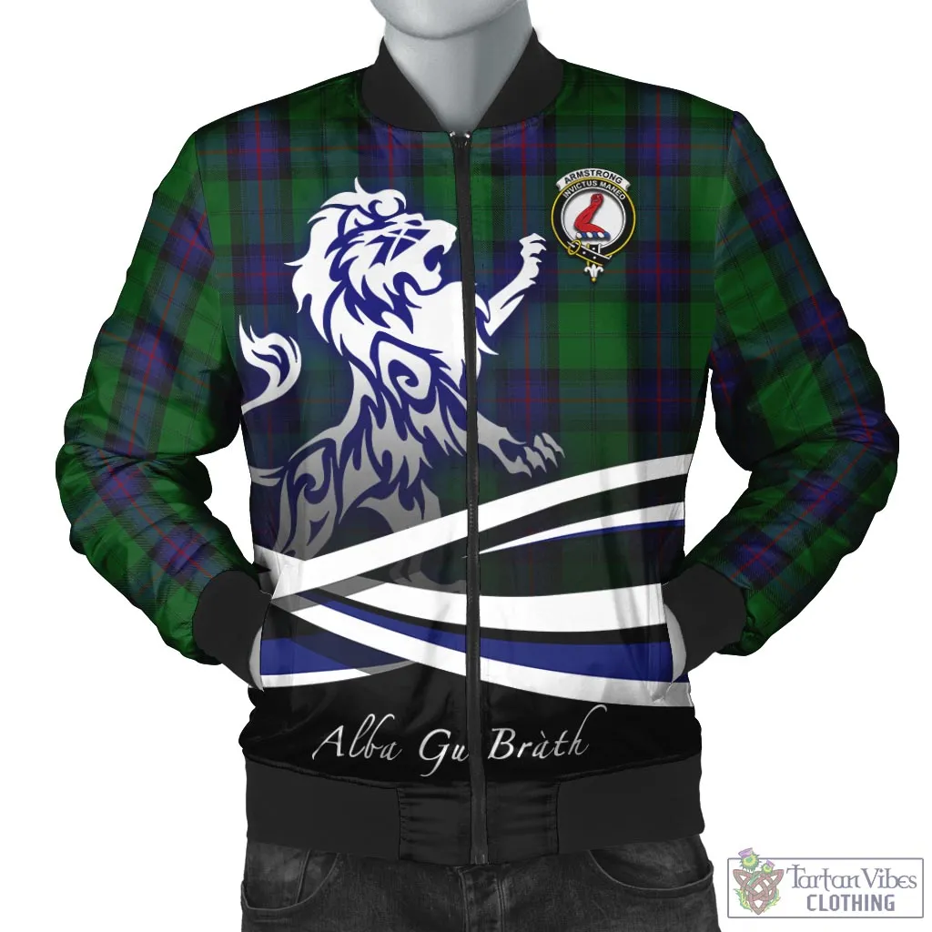 Armstrong Tartan Bomber Jacket with Alba Gu Brath Regal Lion Emblem