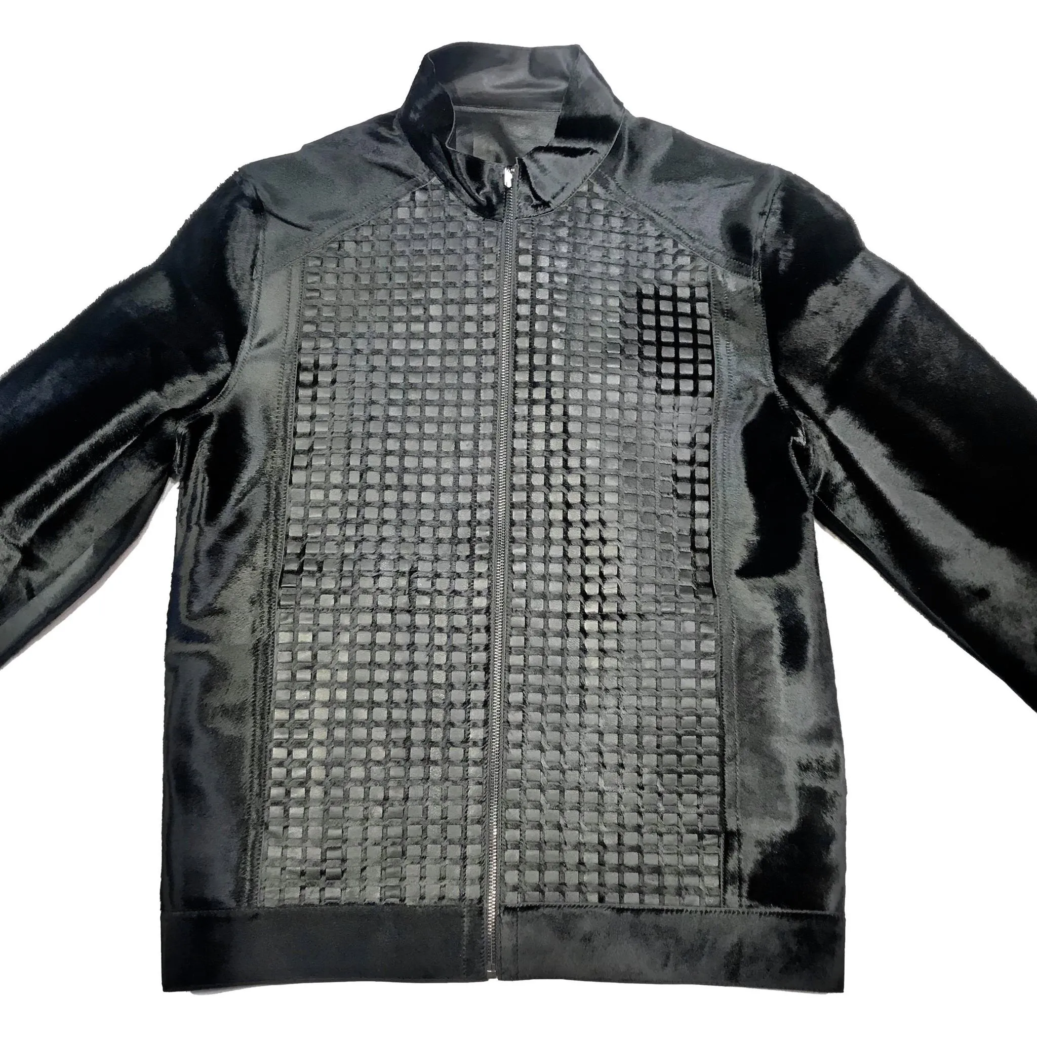 Aston Checkered Pony Hair Reversible Bomber Jacket