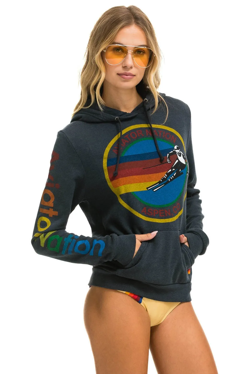 AVIATOR NATION ASPEN PULLOVER HOODIE - CHARCOAL