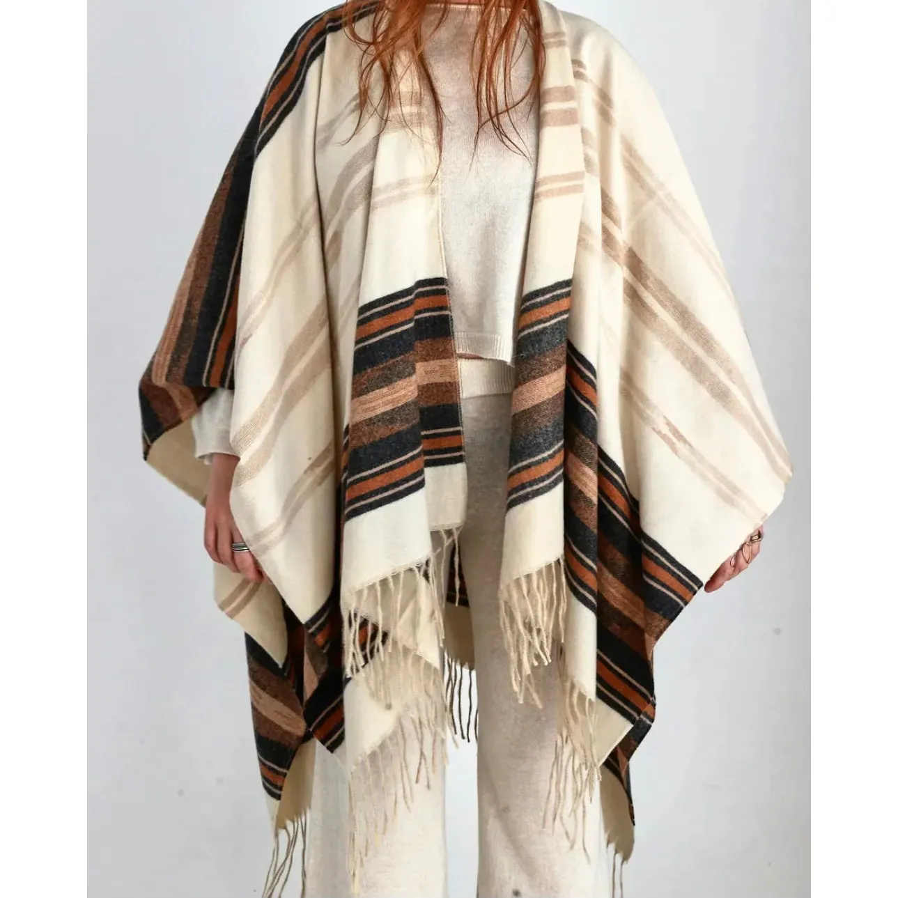 Aztec Stripe Poncho