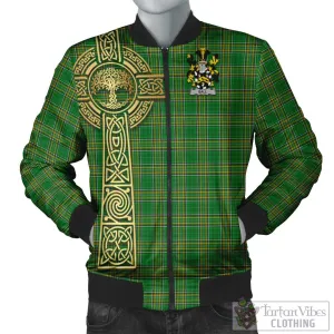 Ball Irish Clan Tartan Bomber Jacket with Coat of Arms Celtic Tree of Life Style