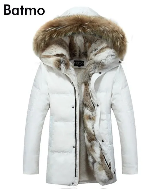 Batmo 2019 winter High Quality duck down jacket men coat parkas thick Liner male Warm Clothes Rabbit fur collar ,PLUS-SIZE 828