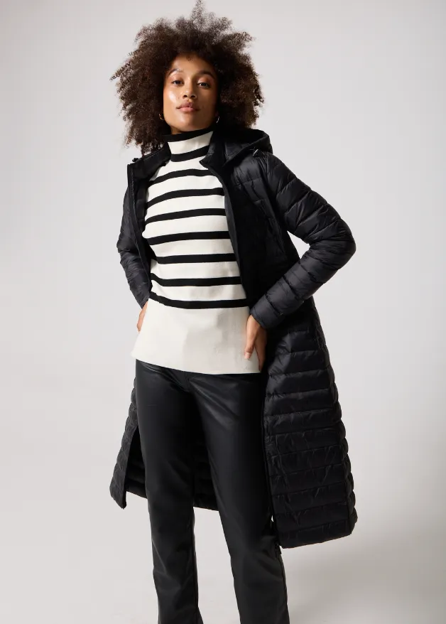 Black Maxi Duck Down Puffer Coat