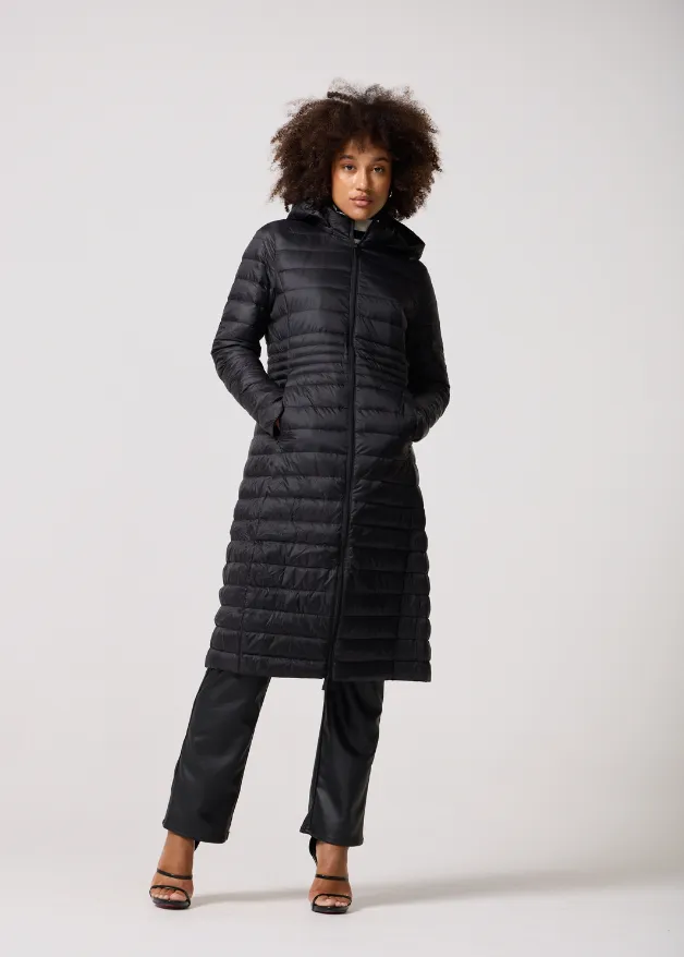 Black Maxi Duck Down Puffer Coat