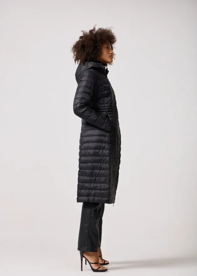 Black Maxi Duck Down Puffer Coat