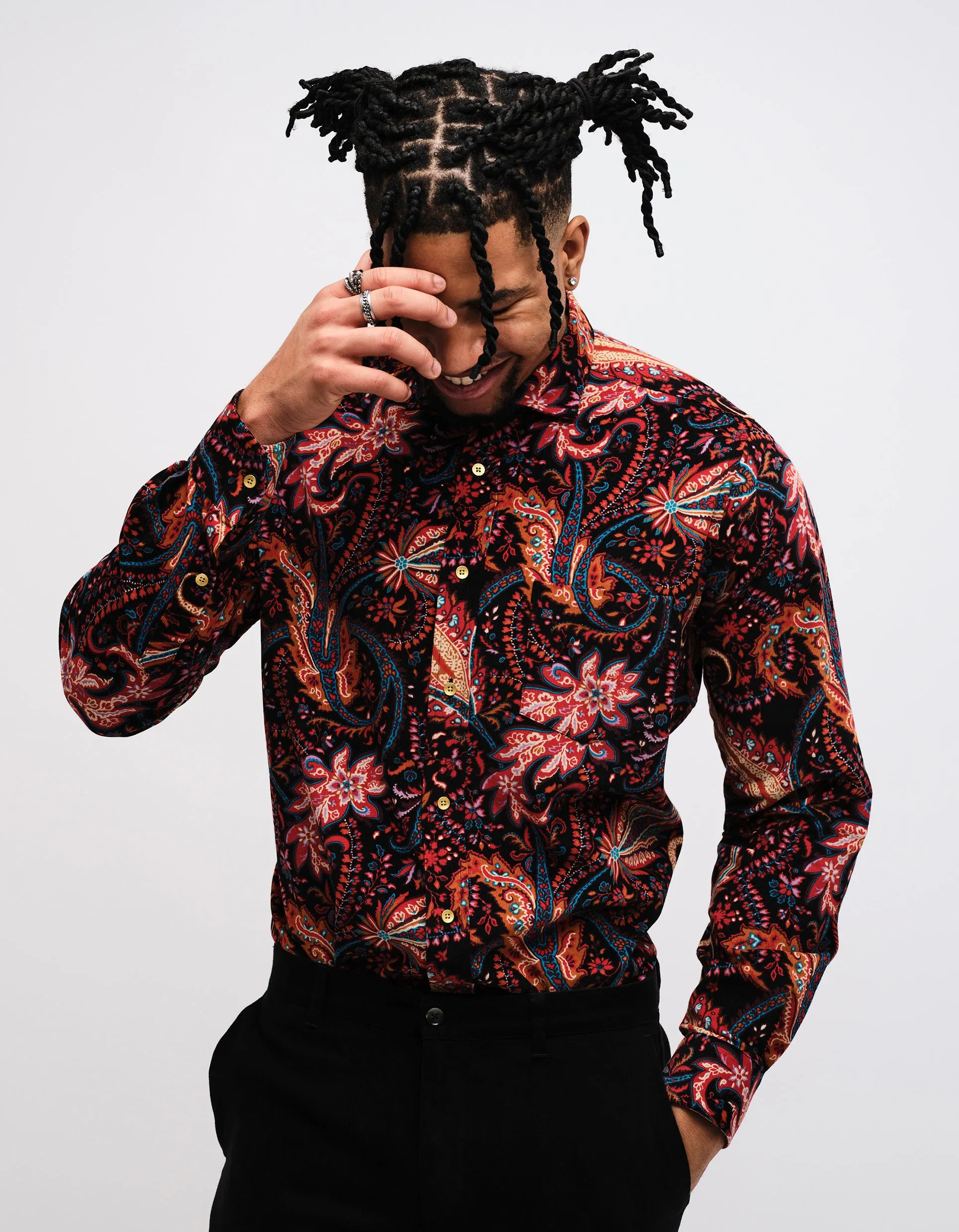 Black Paisley Corduroy Shirt GOLD COLLECTION