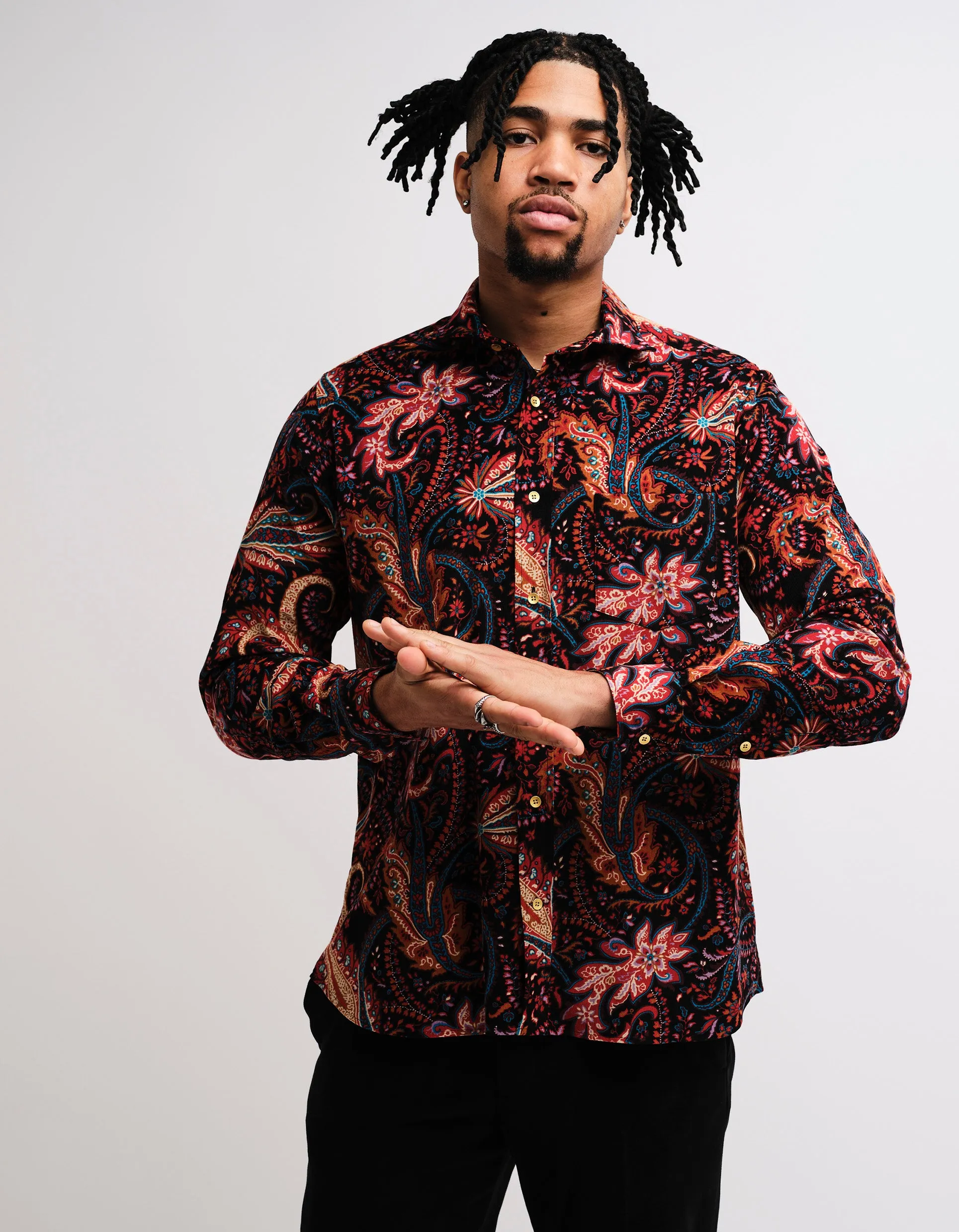 Black Paisley Corduroy Shirt GOLD COLLECTION