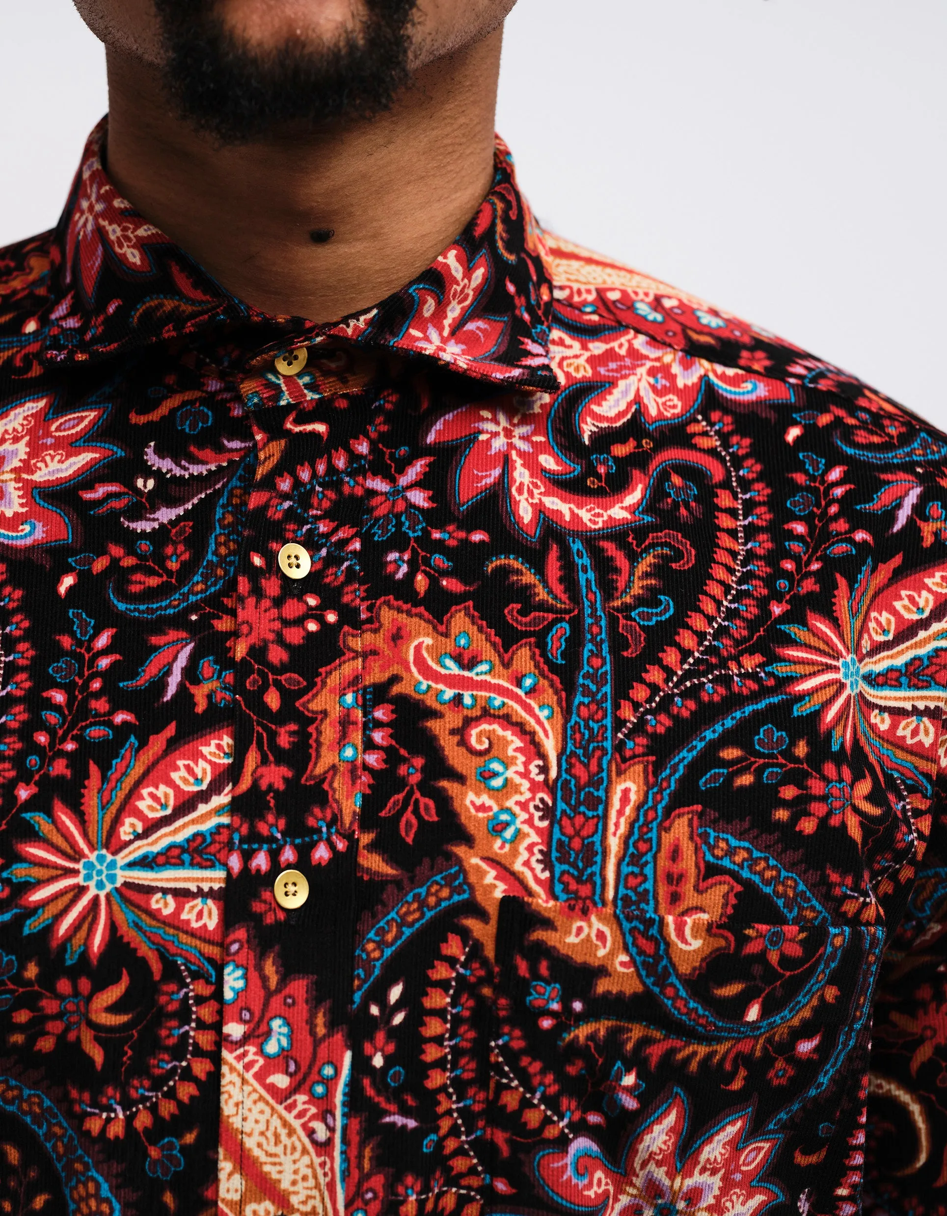 Black Paisley Corduroy Shirt GOLD COLLECTION