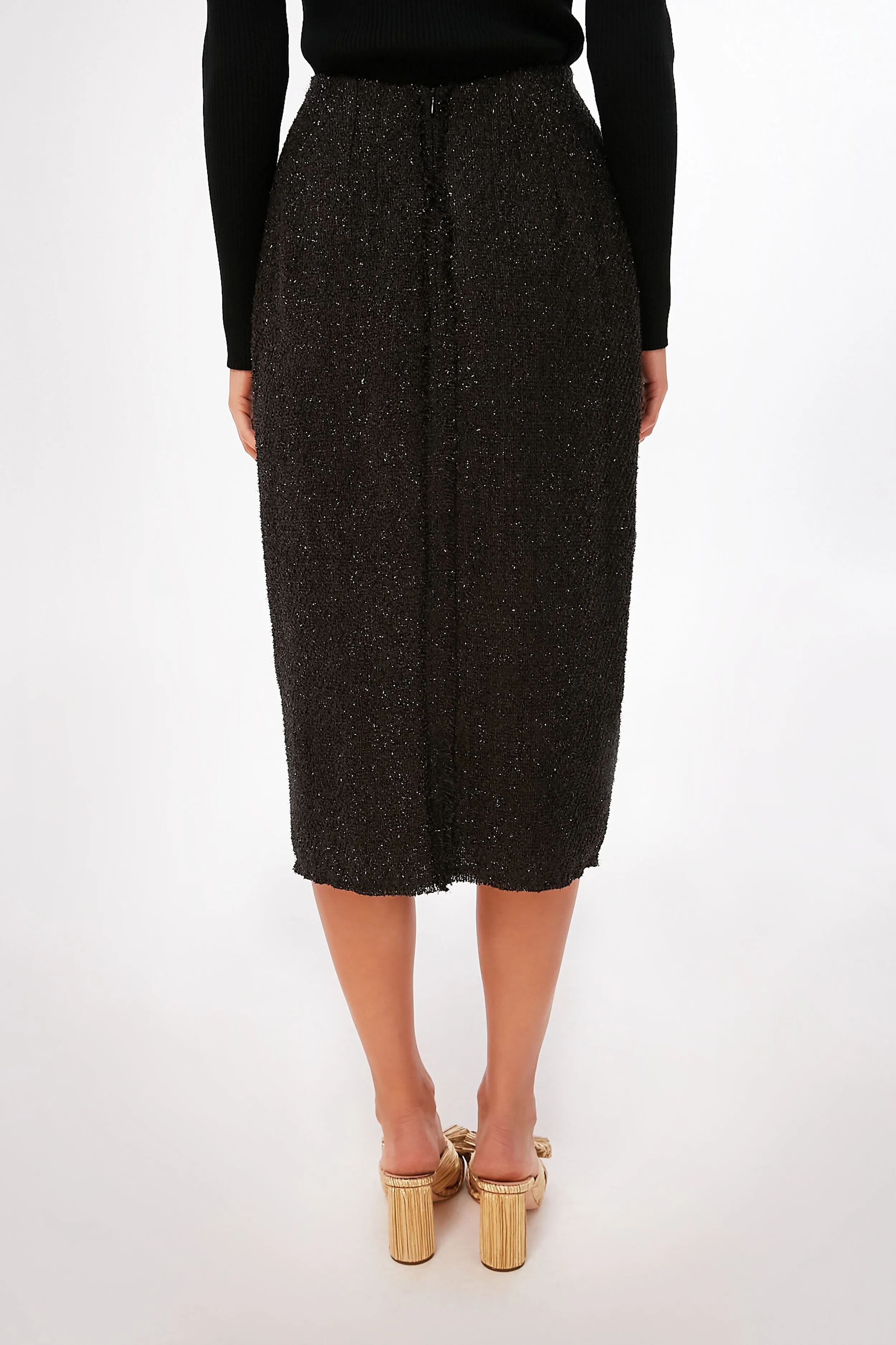 Black Tweed Laurelle Midi Skirt