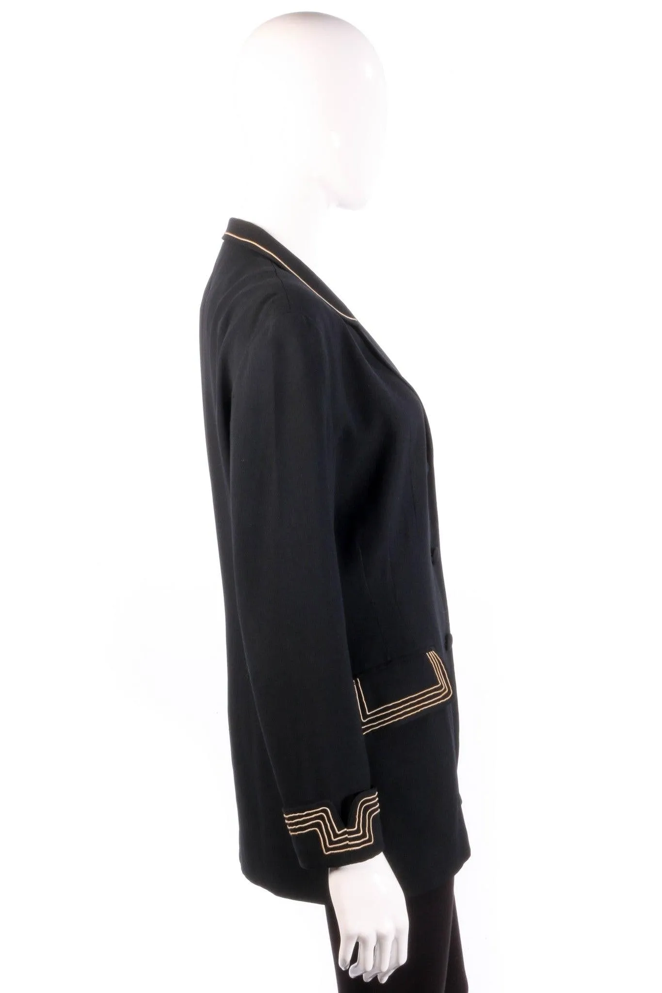 Black Vintage Jacket with Gold Piping est Uk 14/16