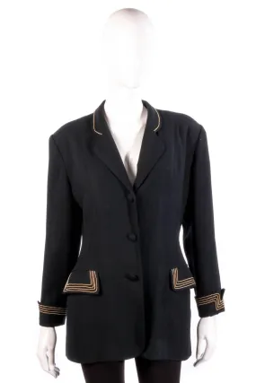 Black Vintage Jacket with Gold Piping est Uk 14/16