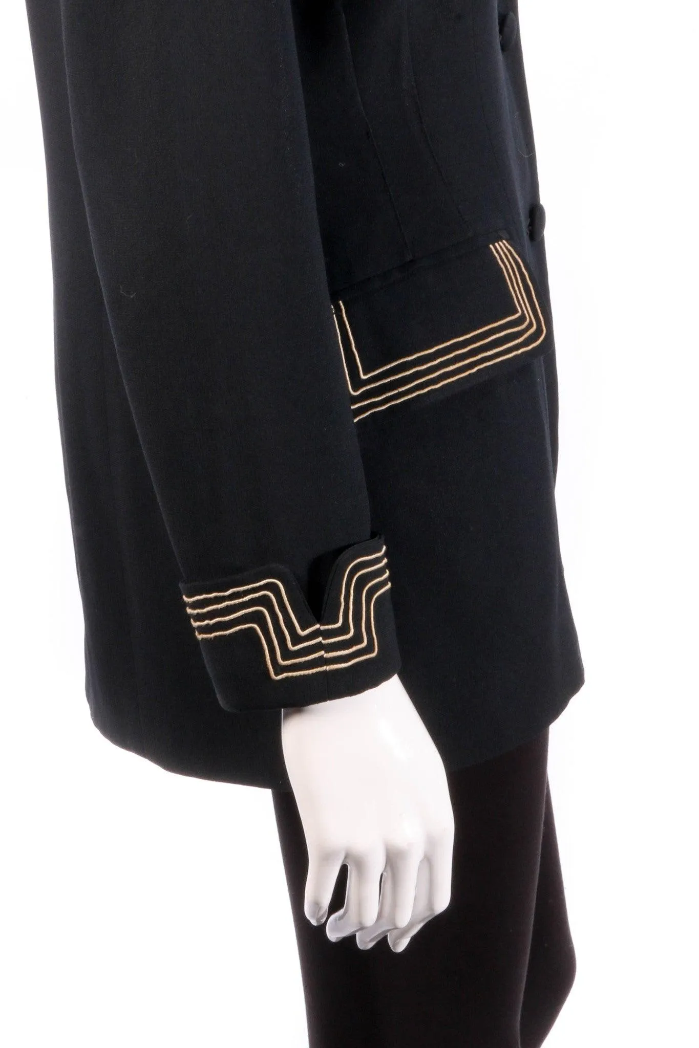 Black Vintage Jacket with Gold Piping est Uk 14/16