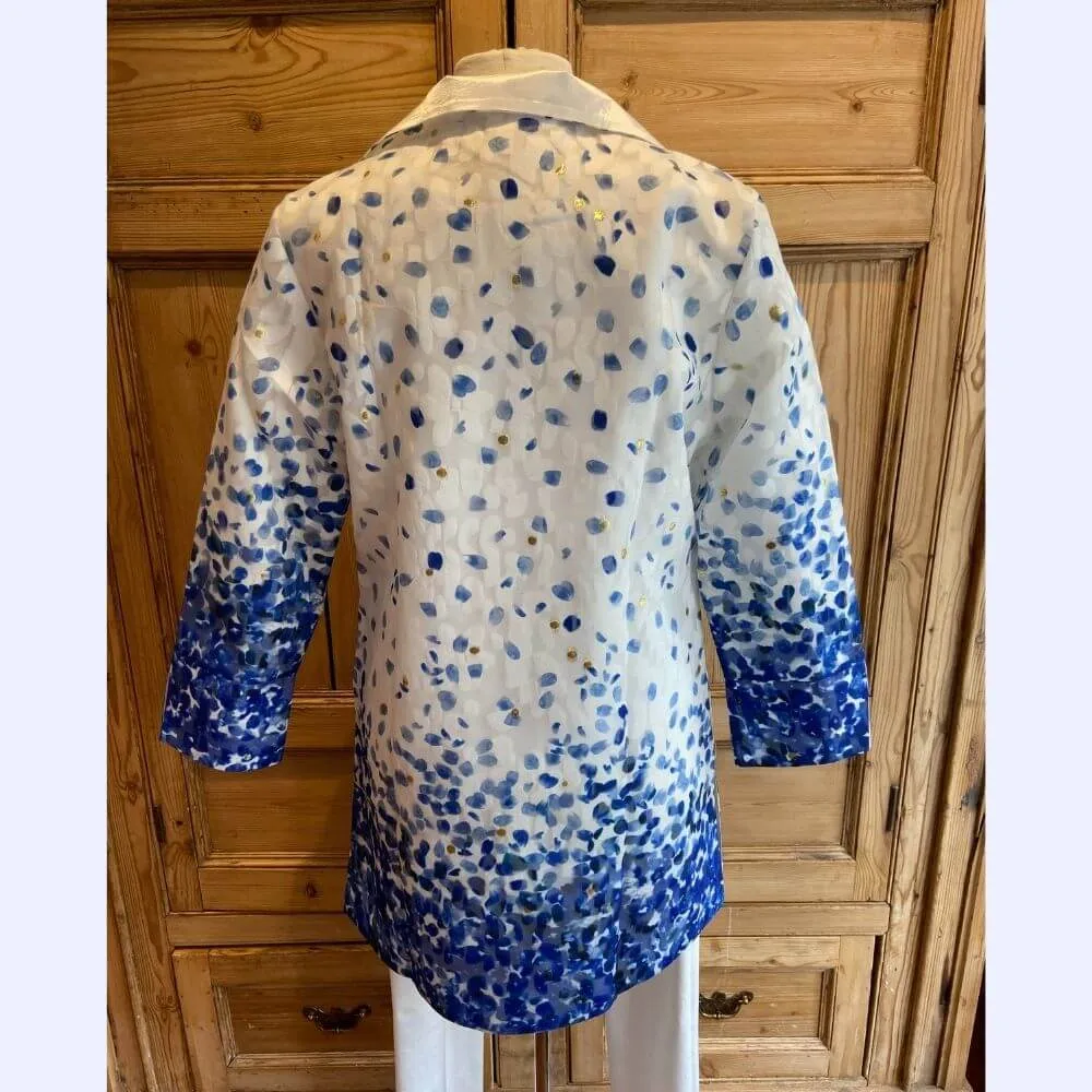 Blue Floral Long Special Occasion Jacket