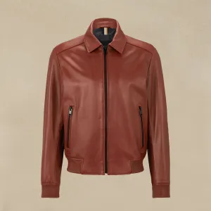 Bomber Jacket Men With Wing Collars In Brown