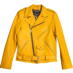 BOWERY JACKET - S / YELLOW w/ SNAKESKIN LINING   GOLD HARDWARE