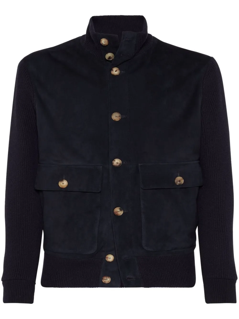 BRUNELLO CUCINELLI Midnight Elegance Leather Bomber Jacket