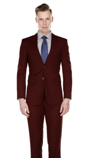 burgundy Men's Slim-Fit Suit Single Breast Notch Lapel Style-PYS02