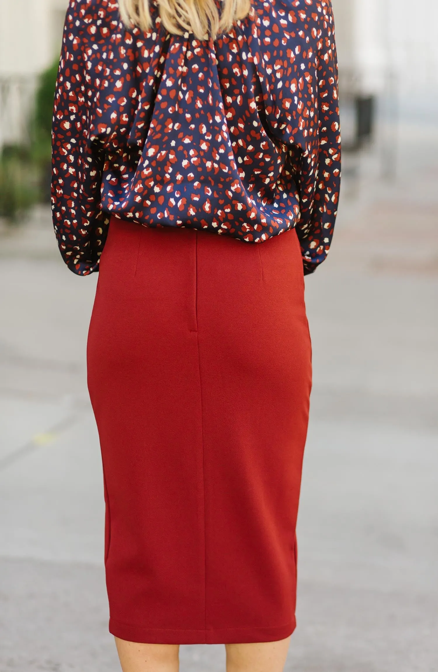 Button Front Pencil Skirt