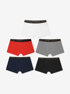 Calvin Klein Boys 5 Pack Trunks Set in Red