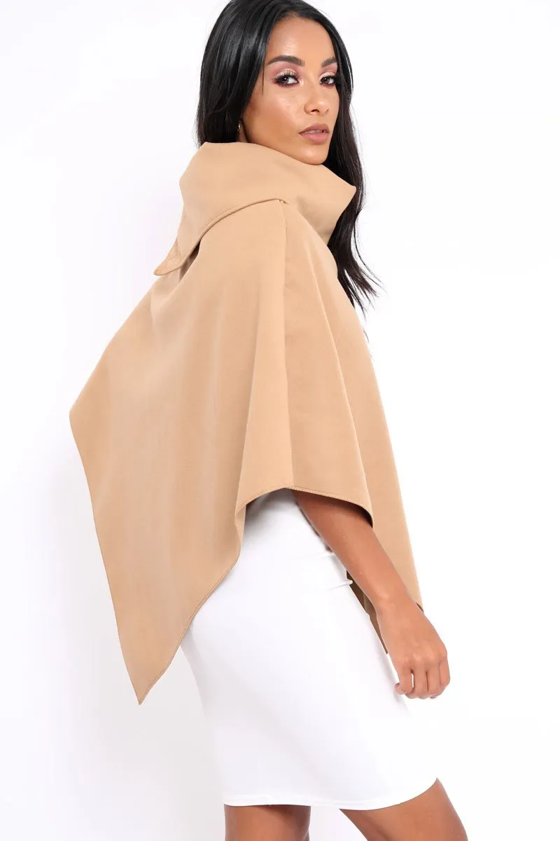 Camel Funnel Collar Poncho - Caiden