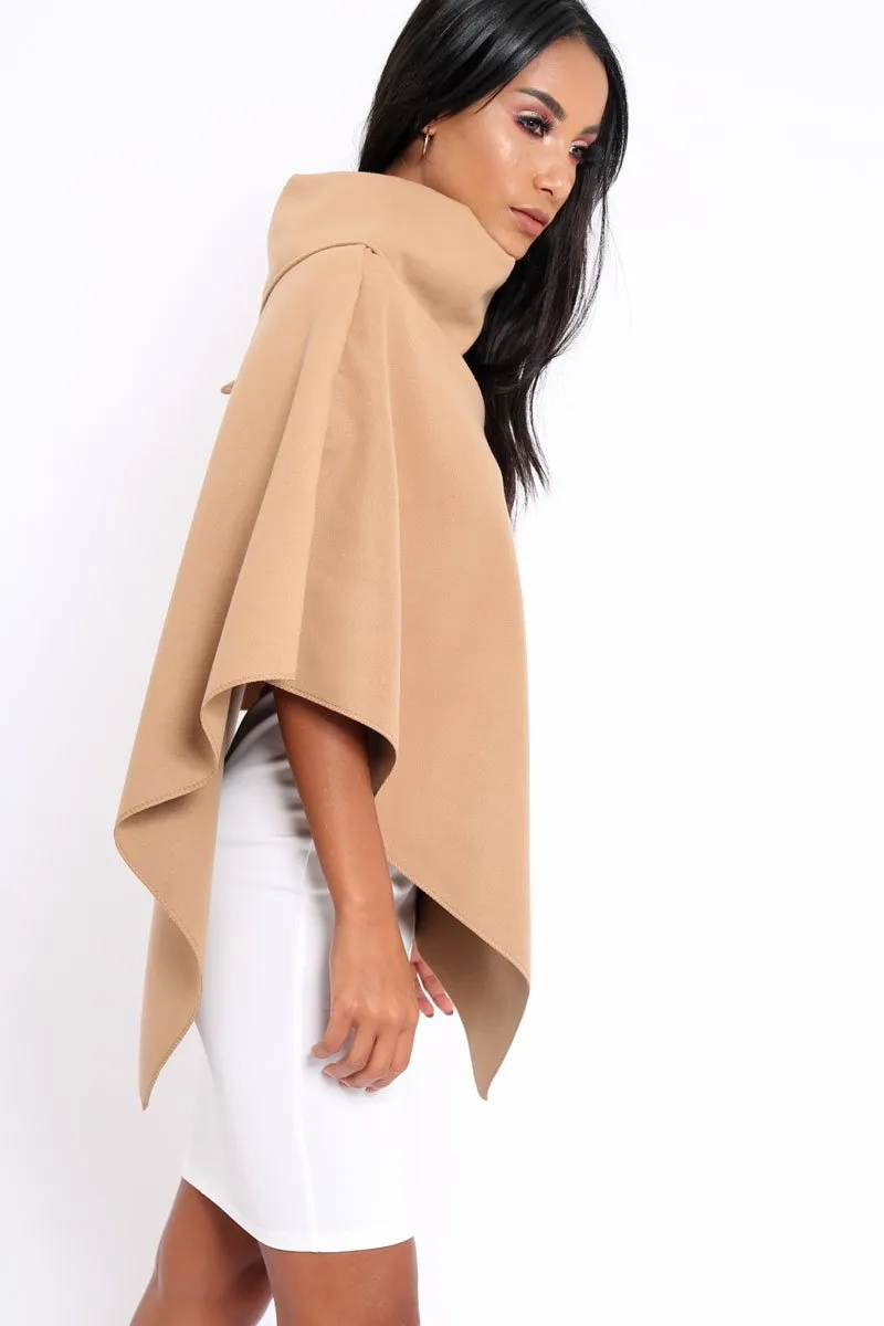 Camel Funnel Collar Poncho - Caiden